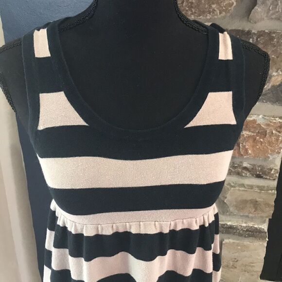 Xhilaration, Woman's Tank Tunic, Striped Black & Taupe, Small - Picture 2 of 9